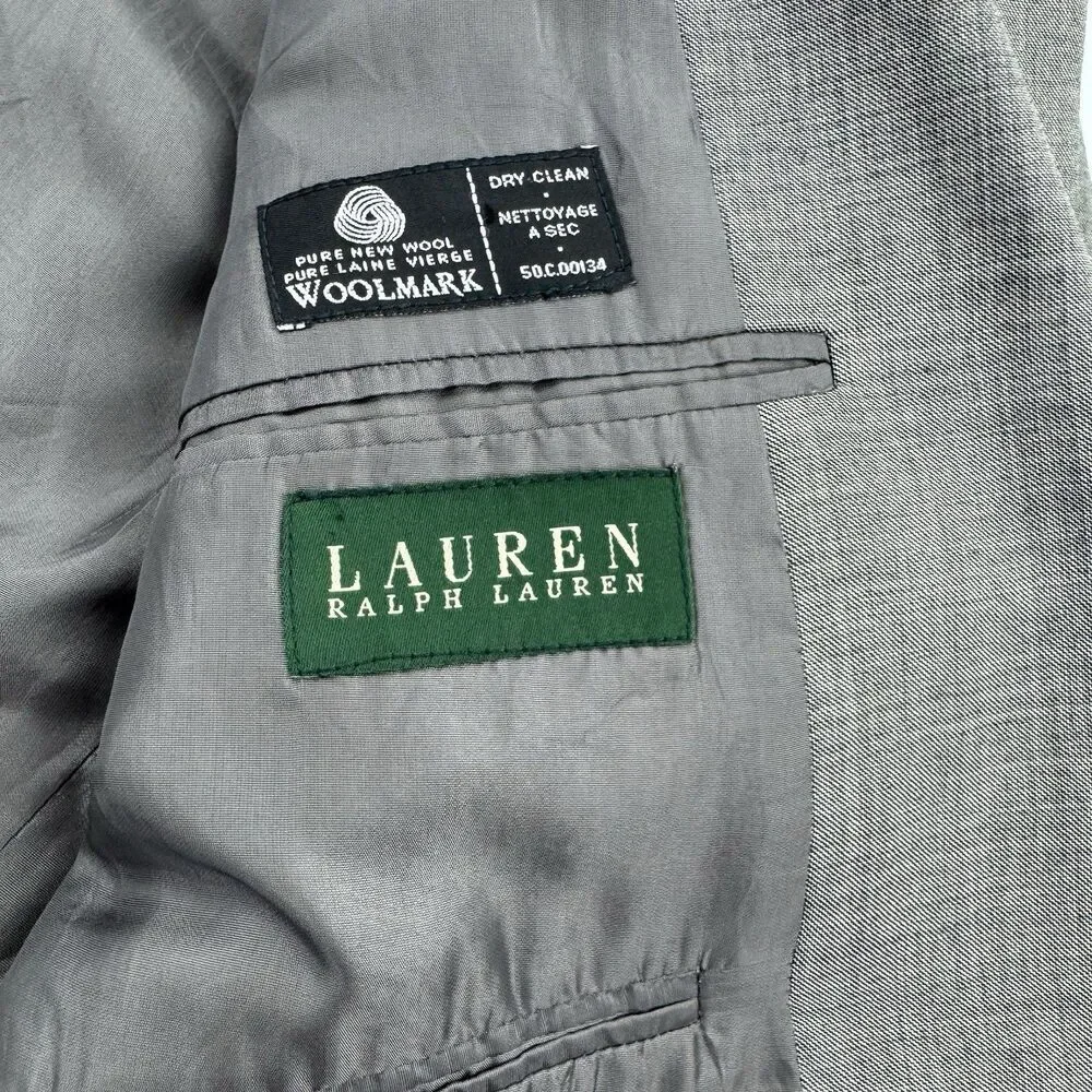 Lauren Ralph Lauren Gray Wool Suit Jacket Blazer Sport Coat 46XL Made Canada
